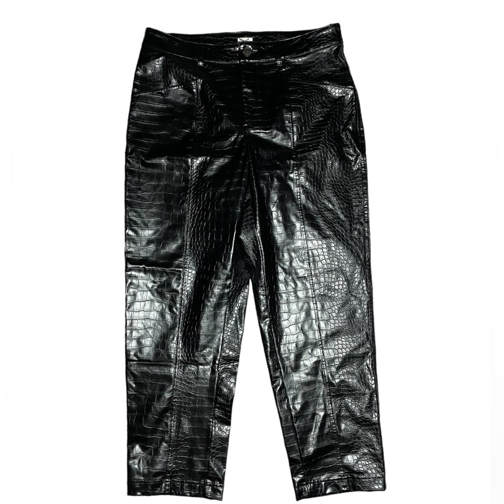 Women's High-Rise Faux Croc Pants - A New Day Black 12